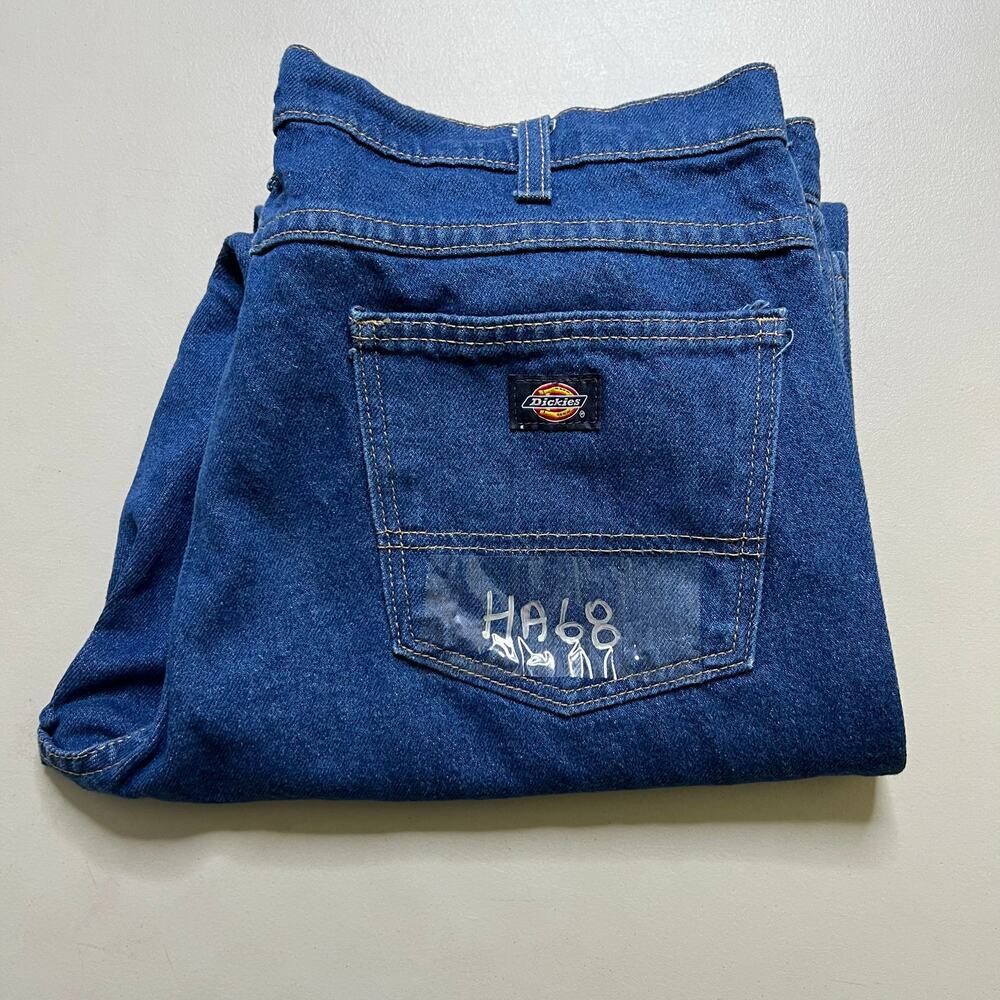 Dickies Mens Blue Denim Jeans Straight Leg Workwear 36x30 Made in Mexico baggy